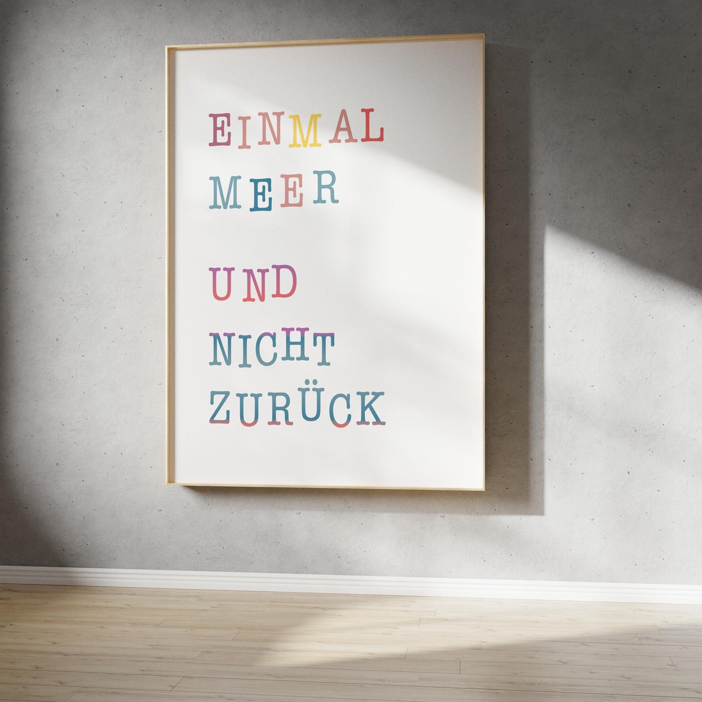 Poster, maritim, Spruch, "Einmal Meer und nicht zurück", Typografie, Designprint, Wallart, Wanddeko, Meer, Digitaldruck, Print