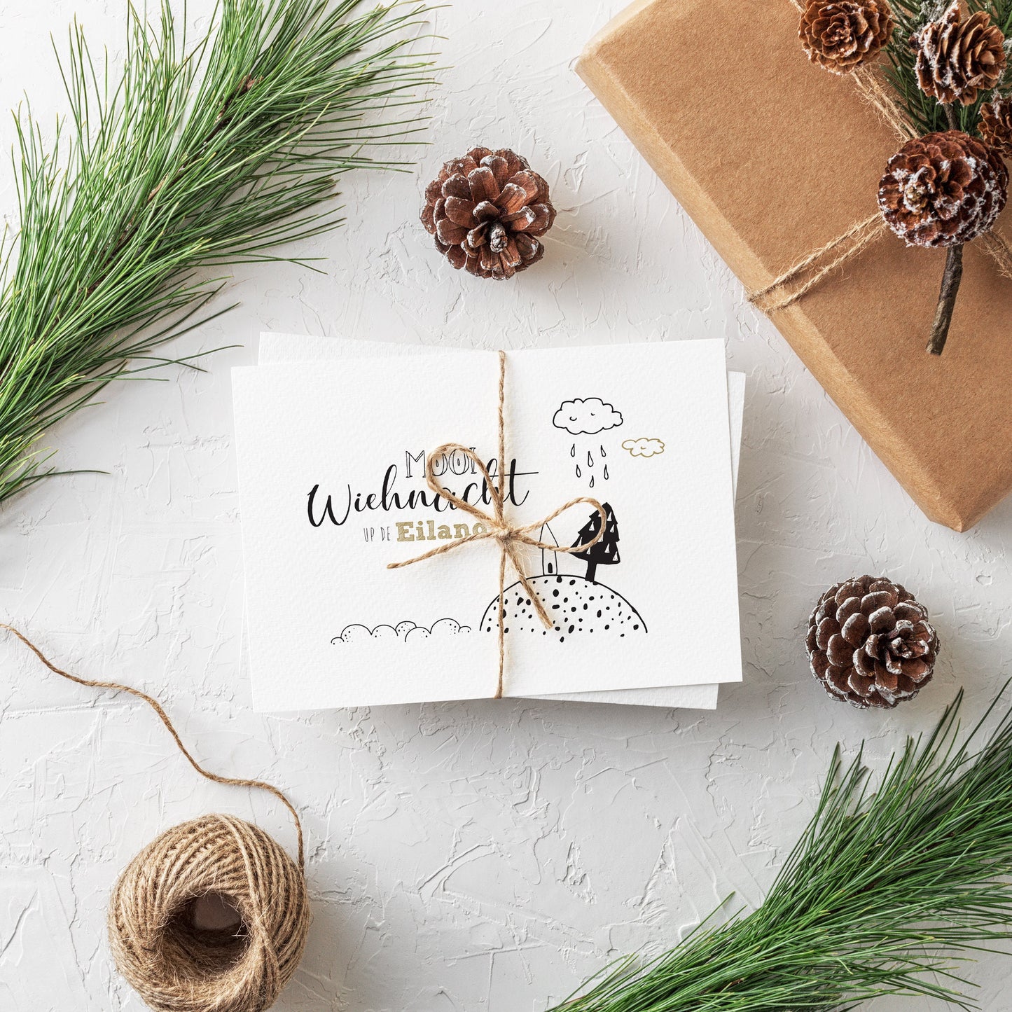 Postkarte, Weihnachten, Plattdeutsch "Mooi Wiehnacht up de Eiland"