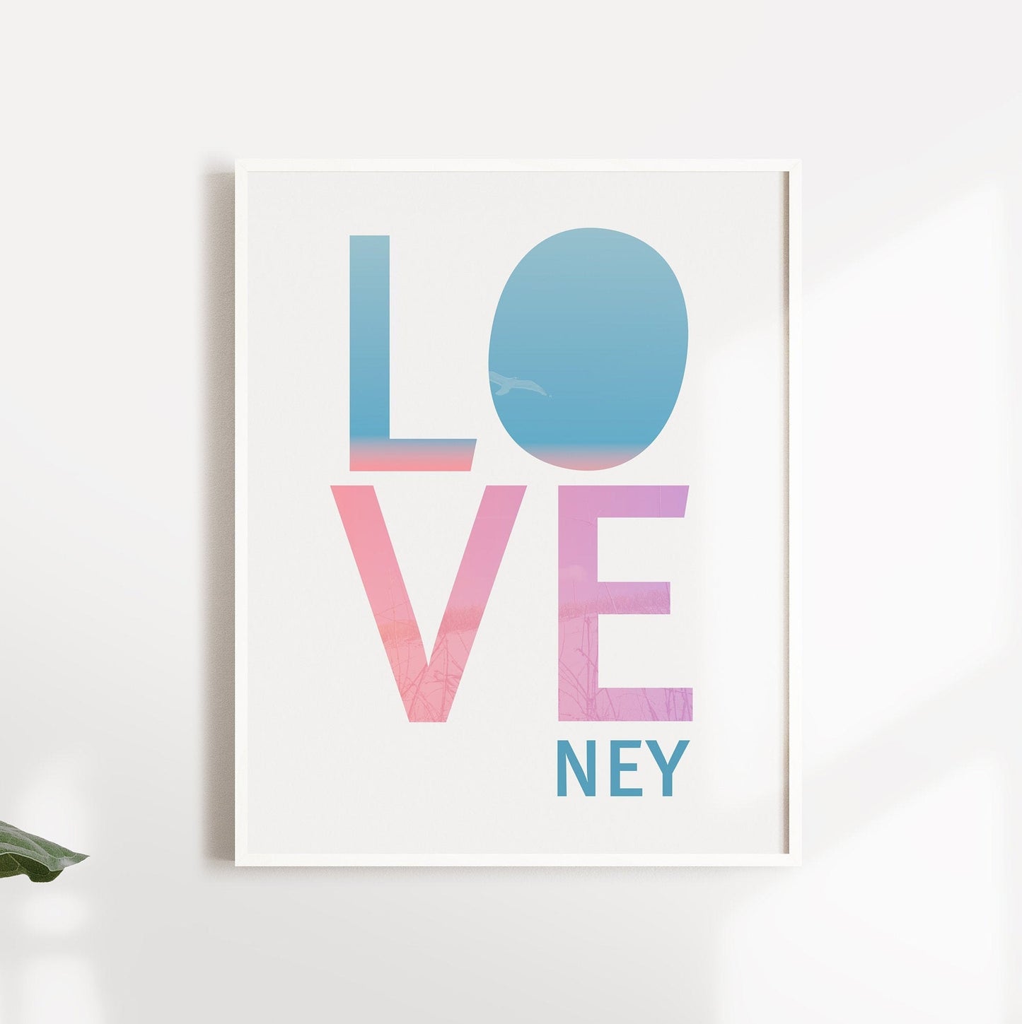 Poster, Spruch "LOVE NEY", Typografie, Norderney, Wallart, minimalistisch, Artprint, maritim, Wanddeko, Print, Digitaldruck