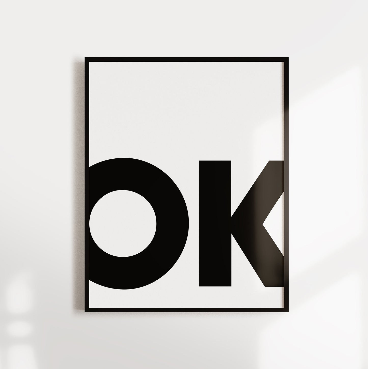 Poster, Spruch "OK", minimalistisch, Typografie, Wallart, Wanddeko, Designprint, Print, modern, Digitaldruck