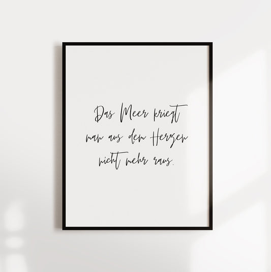Poster, Spruch, "Das Meer", Typografie, Handlettering, modern, maritim, Meer, Designprint, Wallart, Wanddeko, Digitaldruck