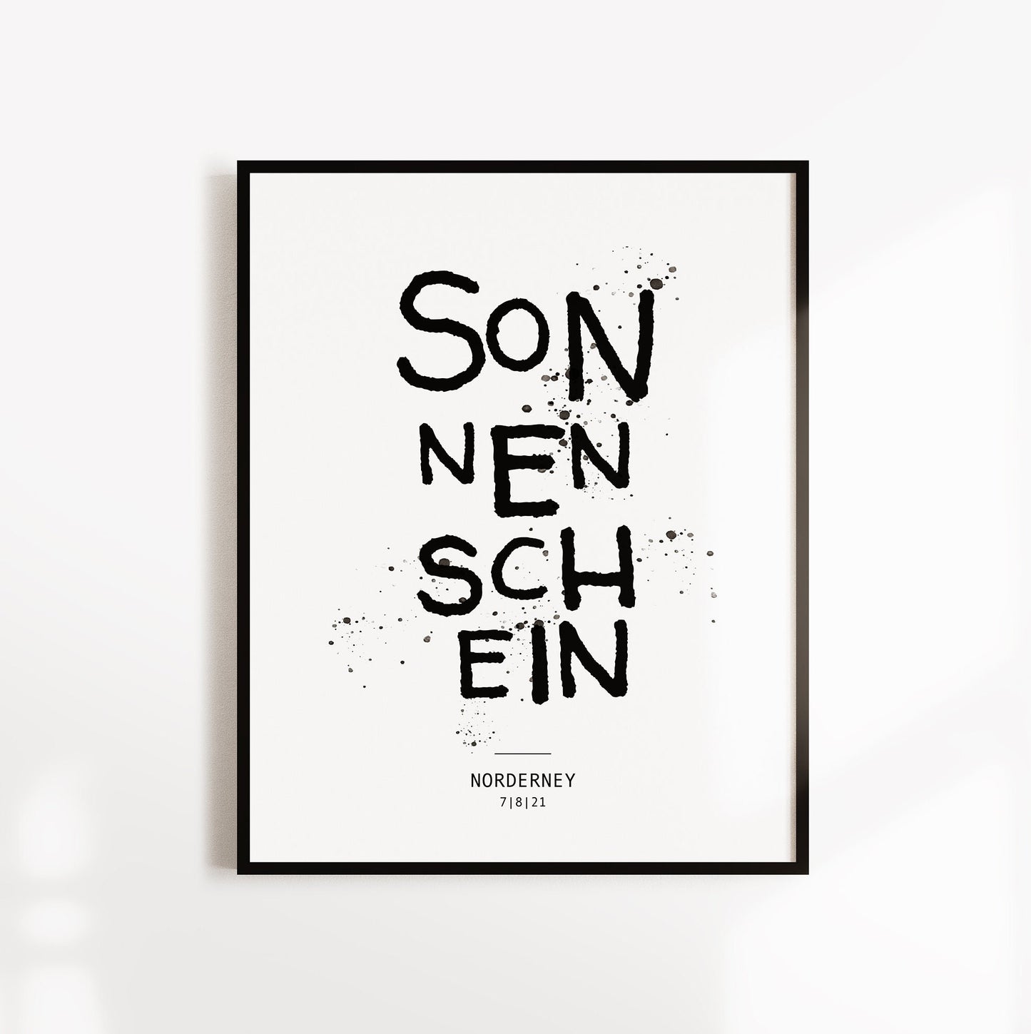 Poster, Spruch, "Sonnenschein", Norderney, Sommer, Typografie, Designprint, Wallart, Wanddeko, Digitaldruck, Print