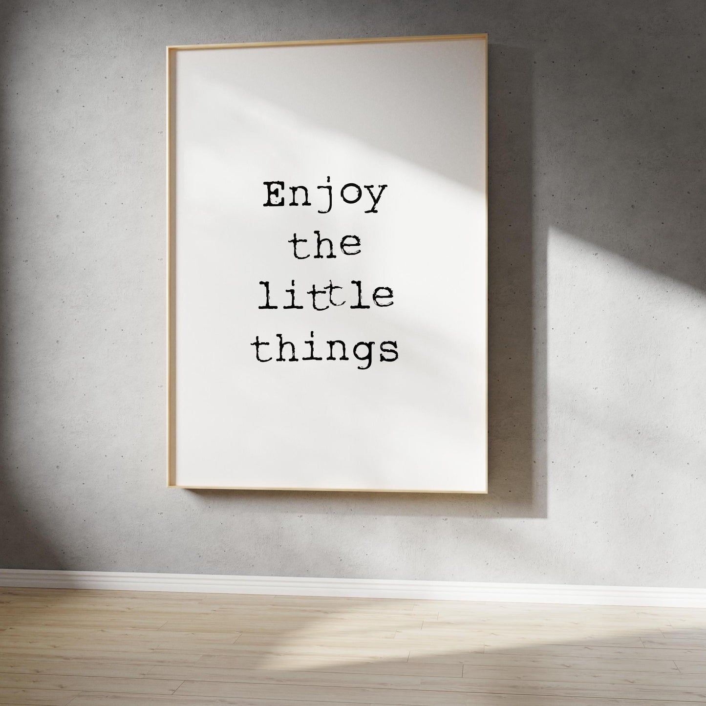 Poster, Spruch "Enjoy the little things", Designprint, Typografie, minimalistisch, modern, Wallart, Wanddeko, Digitaldruck