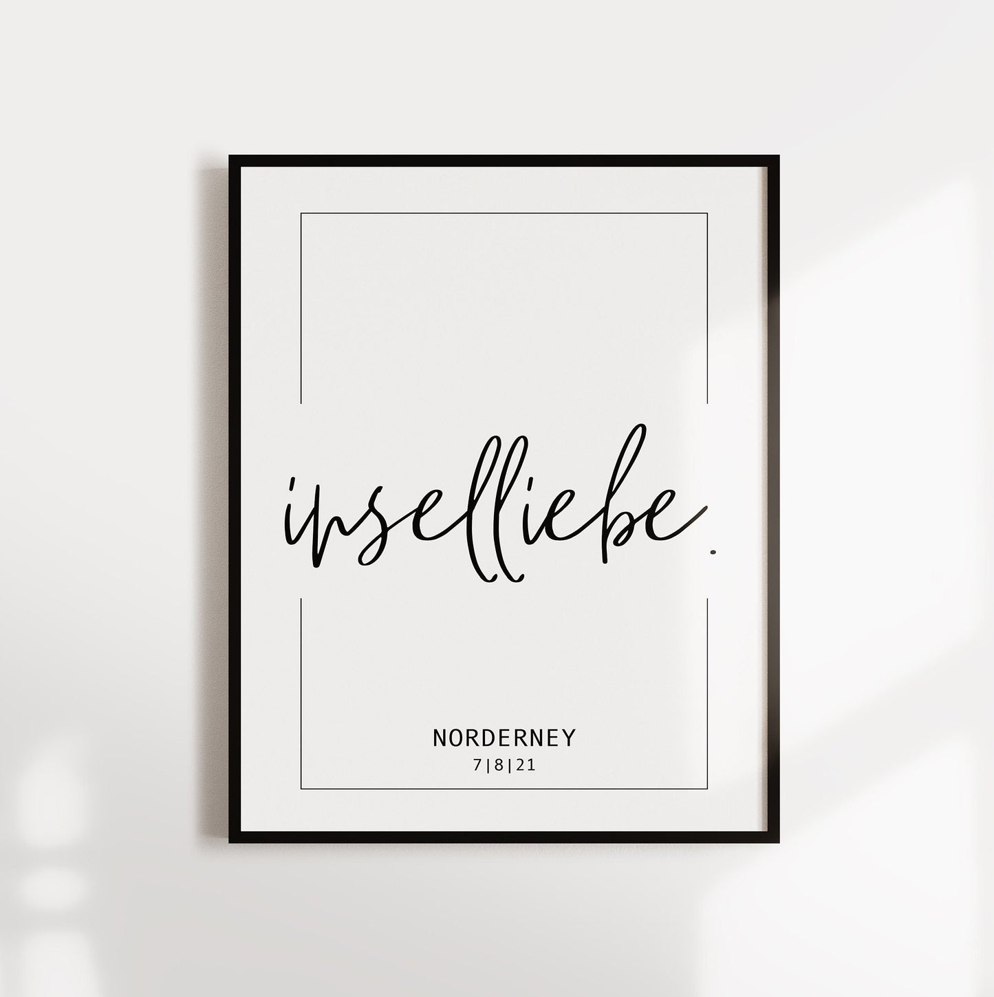 Poster, Wort, "Inselliebe", personalisierbar, Wunschtext, Typografie, Designprint, maritim, Insel, Wallart, Wanddeko, Digitaldruck, Print