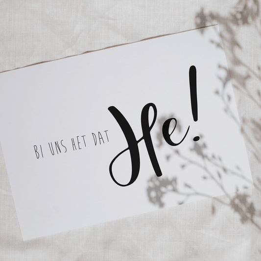 Postkarte, plattdeutscher Spruch "Bi uns het dat He!"