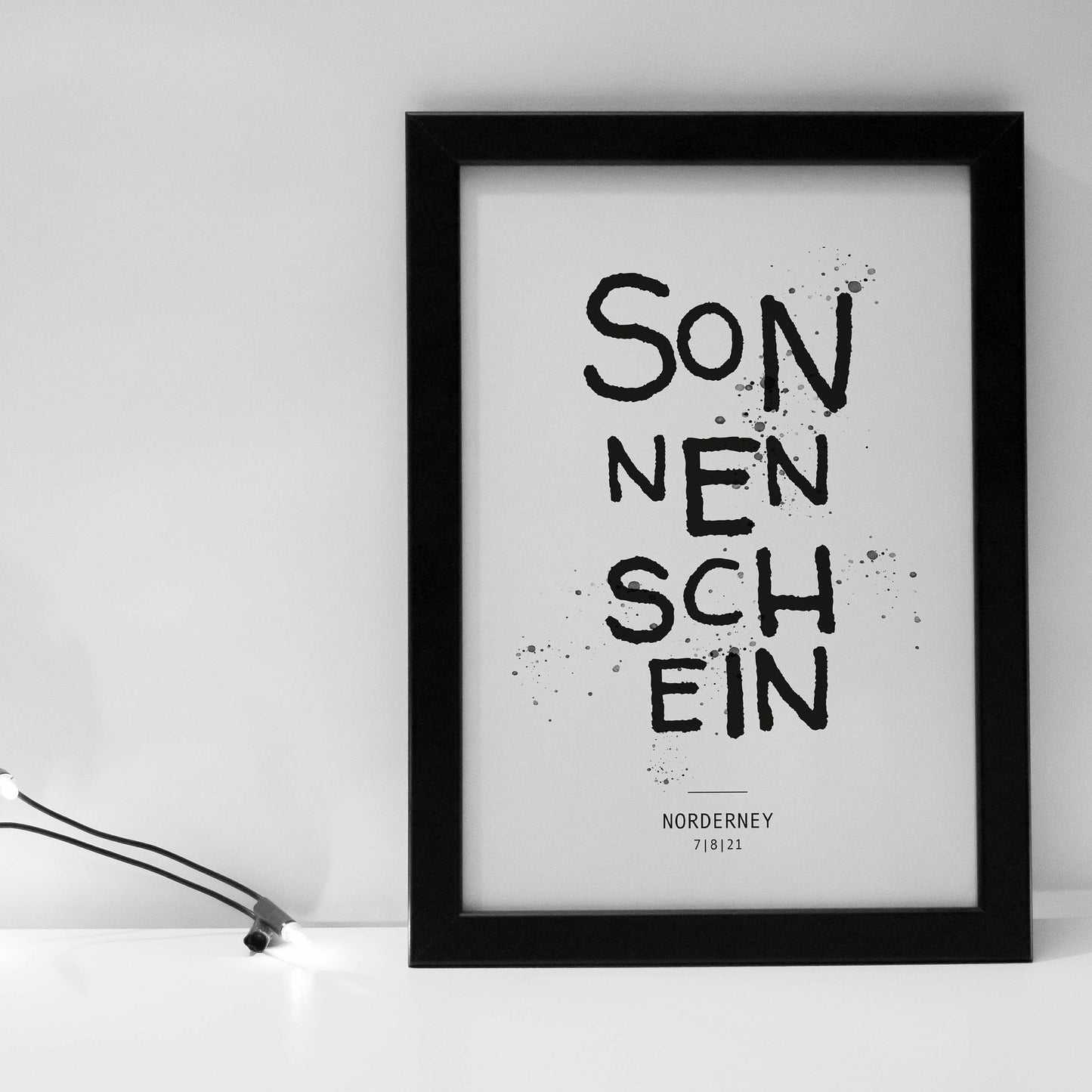 Poster, Spruch, "Sonnenschein", Norderney, Sommer, Typografie, Designprint, Wallart, Wanddeko, Digitaldruck, Print