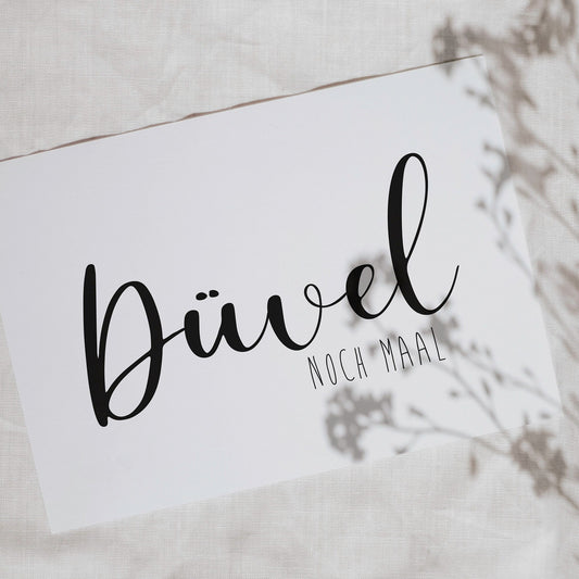 Postkarte, plattdeutscher Spruch "Düvel noch maal"