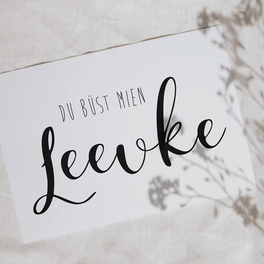 Postkarte, plattdeutscher Spruch "Du büst mien Leevke"